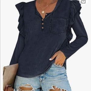 Super cute ruffle detail long sleeve shirt/ nwot